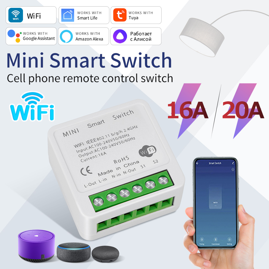Tuya 4 Channel - 16A 20A Tuya Wi-Fi умный переключатель