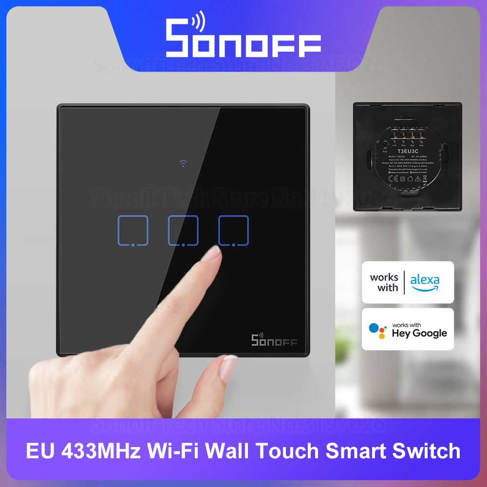 Sonoff Basic - SONOFF T3 EU Black WiFi Smart