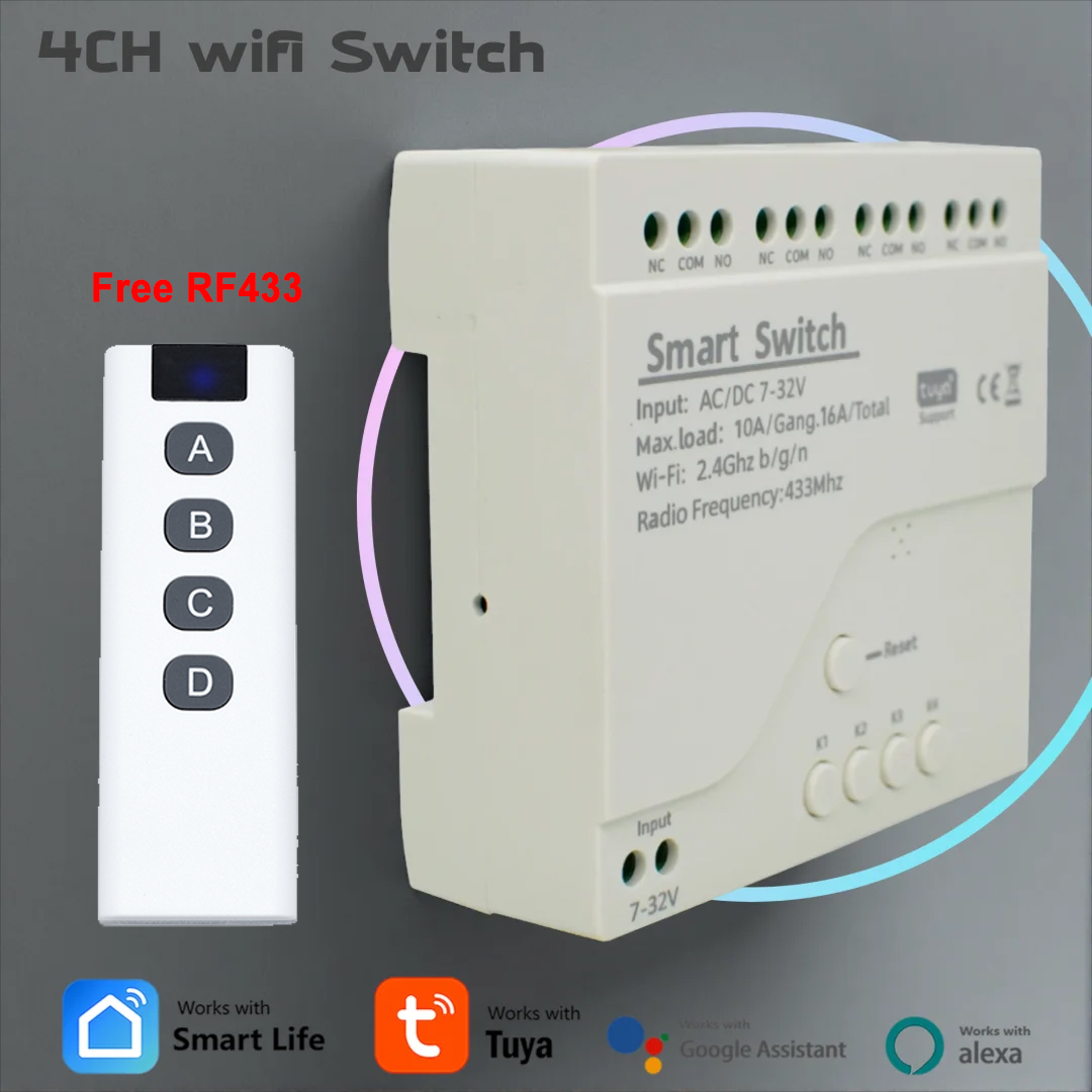 Tuya 4 Channel - 4-канальный Wi-Fi выключатель Tuya Smart Switch