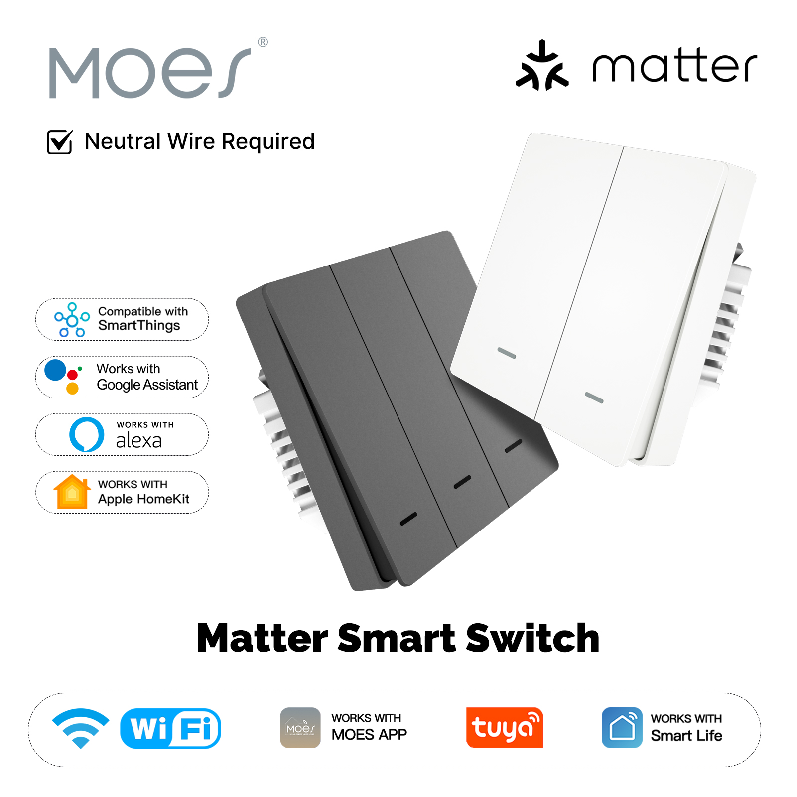 Smart Relay Tuya - MOES Matter Tuya Wi-Fi умный кнопочный