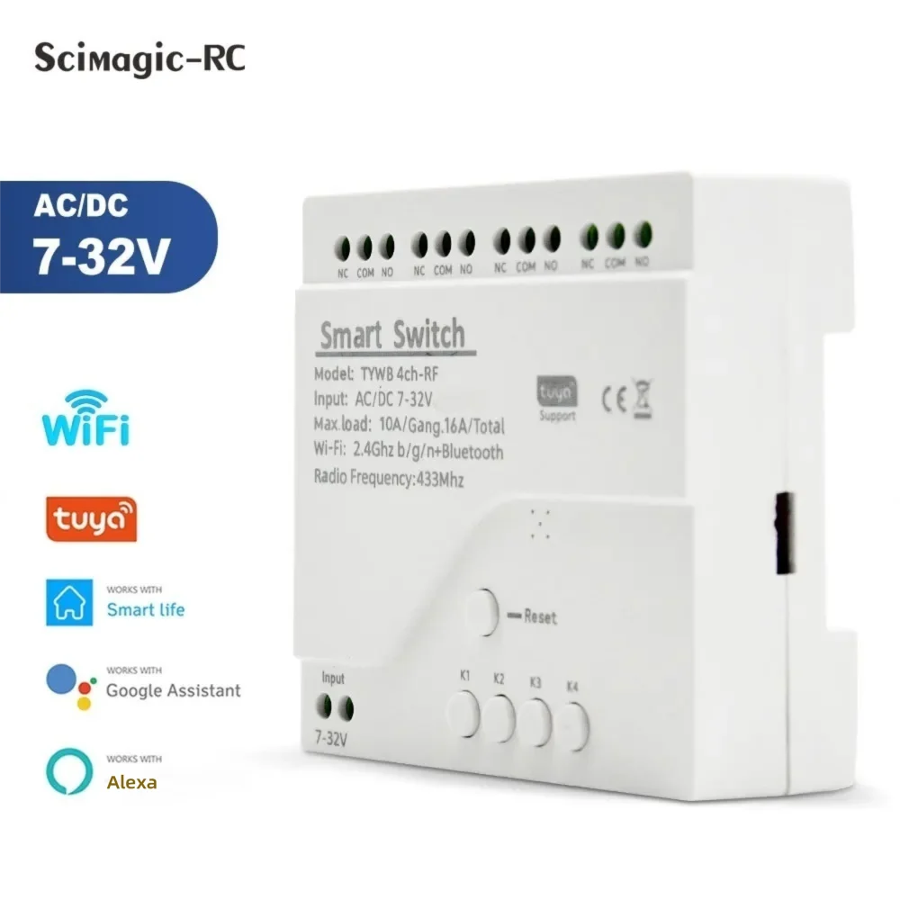 Tuya 4 Channel - Tuya Smart WiFi 7-32 В 85-250